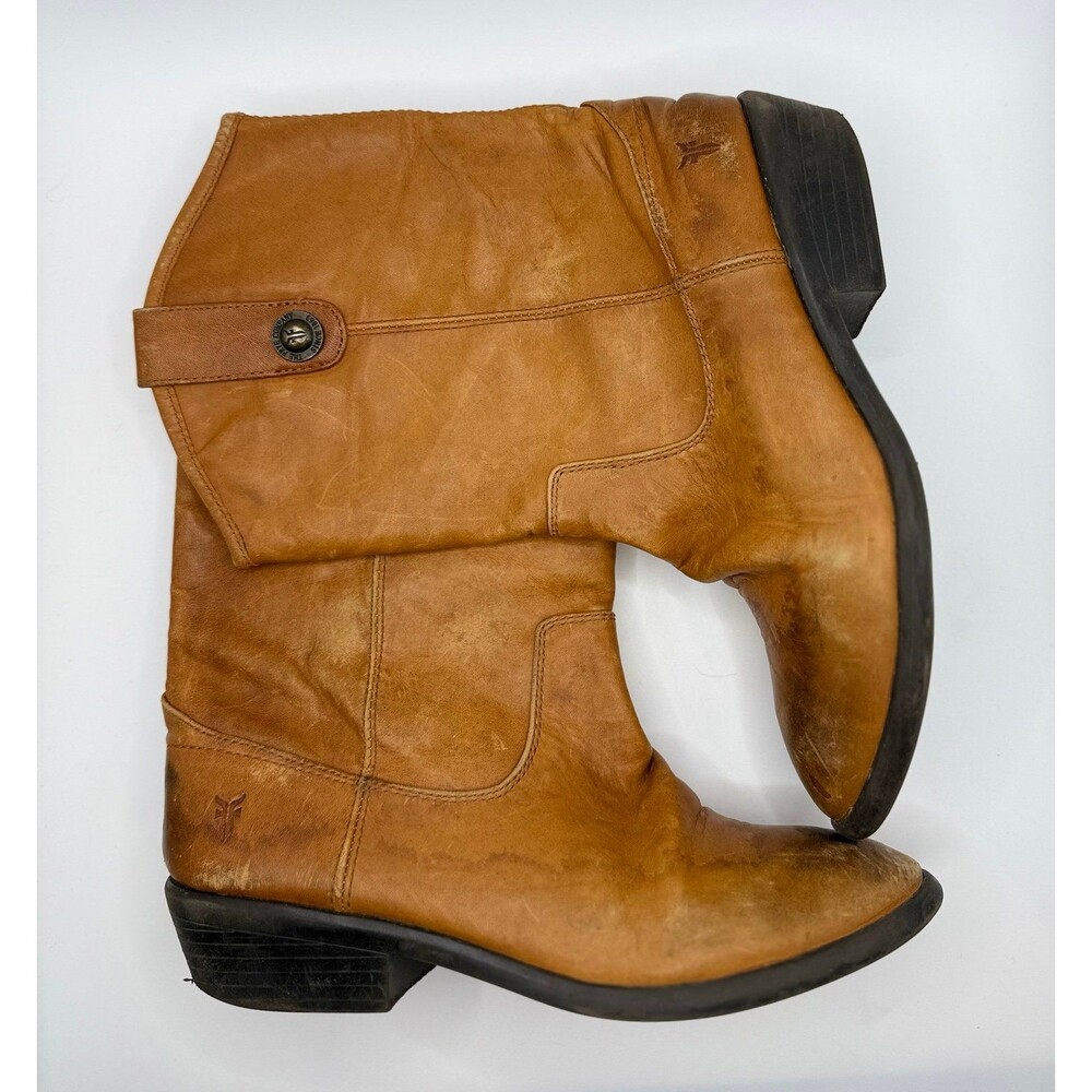 Frye Melissa Button Leather Boots Brown Size 3 Youth